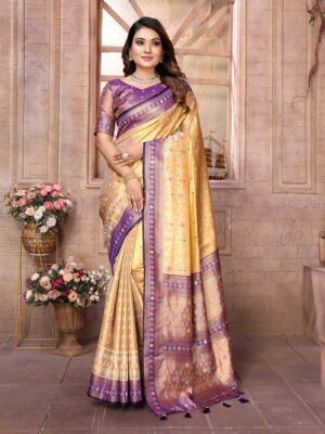 Yellow Color Lavender Saree