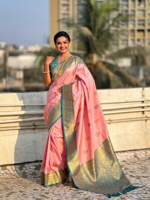 Pink Color Blue Saree