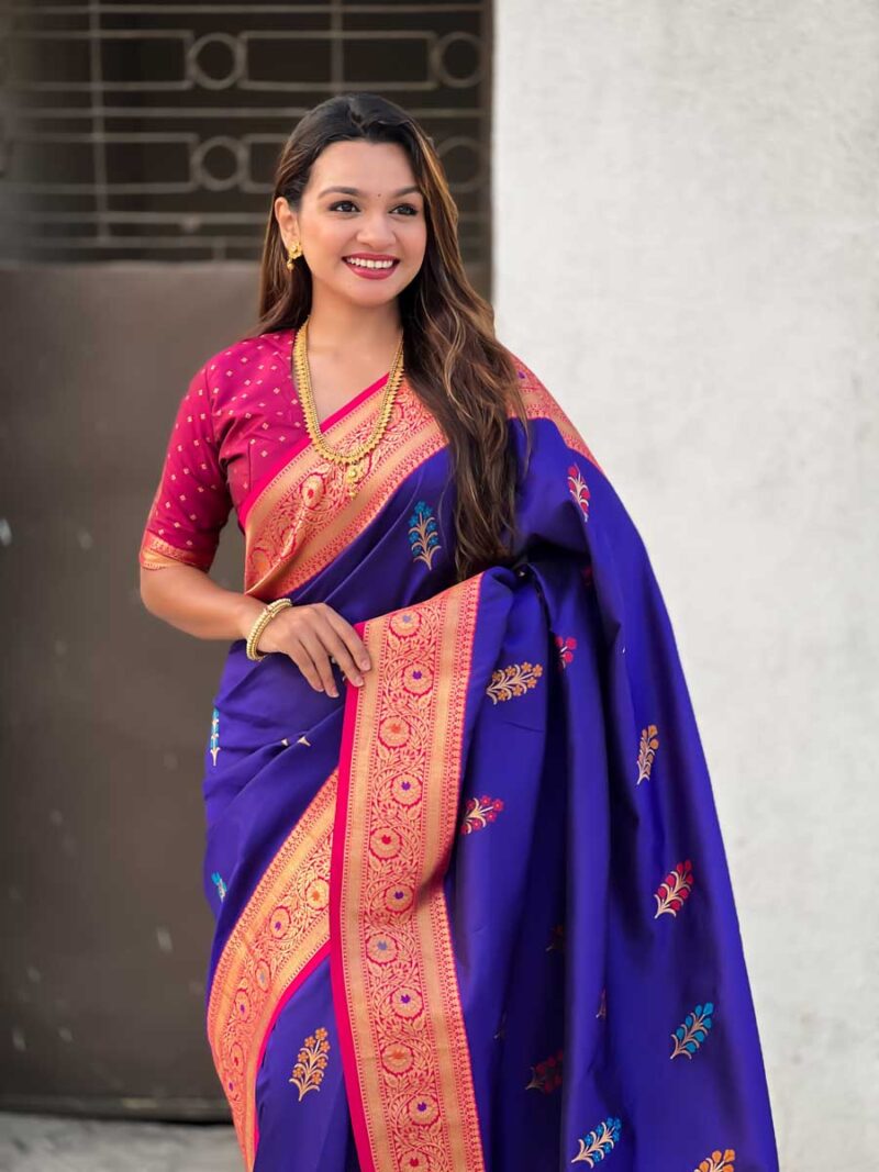 Purple Color Pink Saree - Image 3