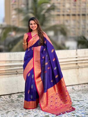 Purple Color Pink Saree