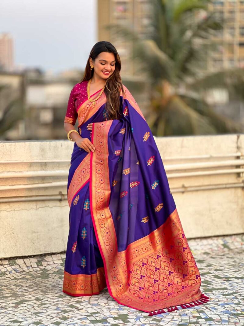 Purple Color Pink Saree - Image 4