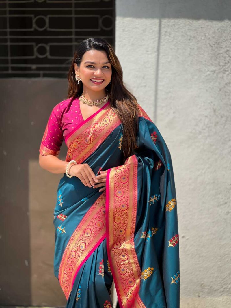 Rama Color Pink Saree - Image 3