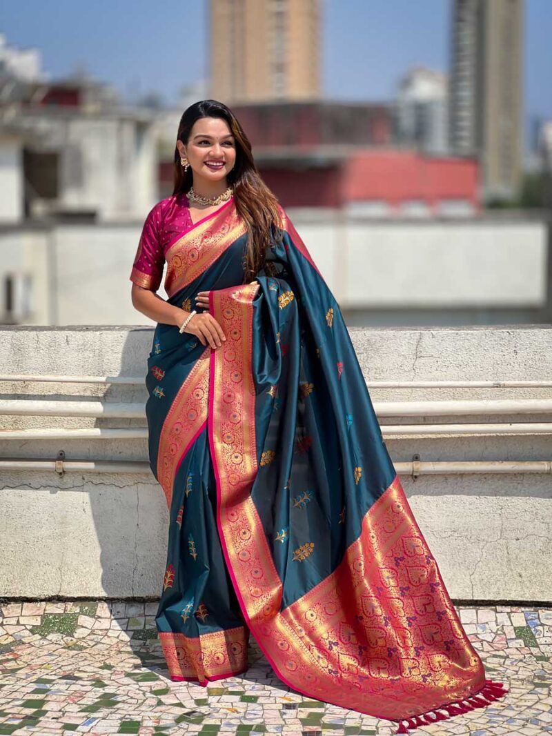 Rama Color Pink Saree - Image 4