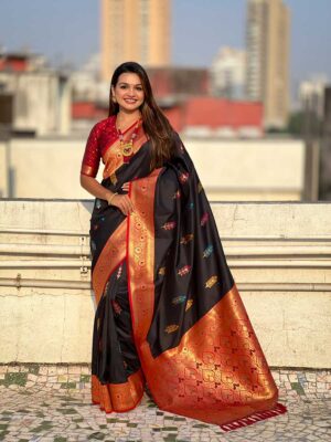 Black Color Red Saree