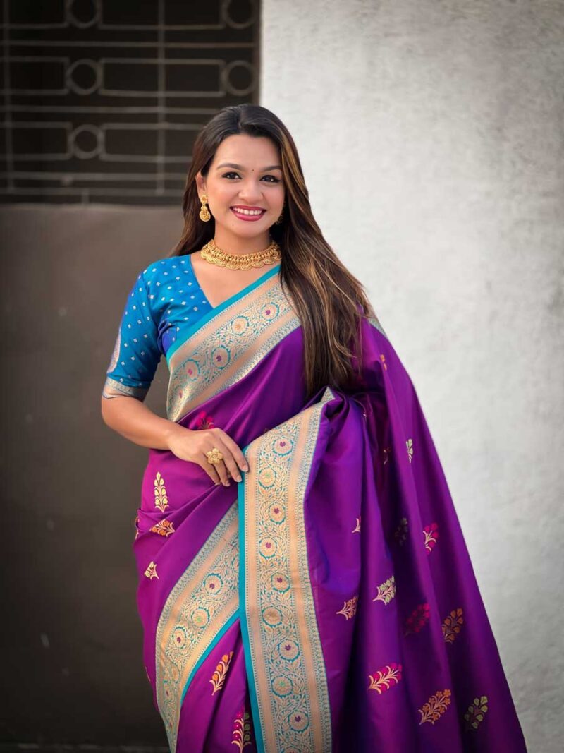 Voilet Color Blue Saree - Image 3