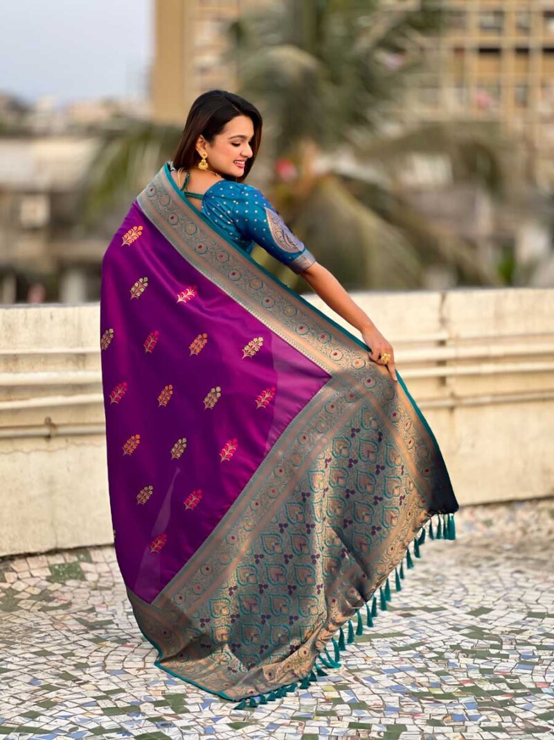 Voilet Color Blue Saree - Image 2