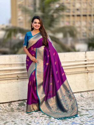 Voilet Color Blue Saree