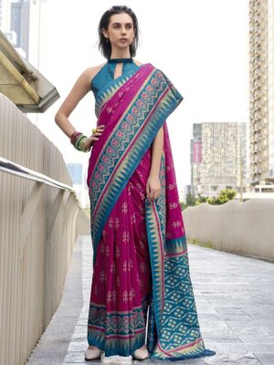 Pink Color Blue Saree