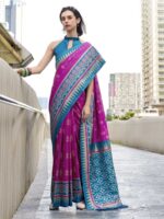 Magenta Color Blue Saree
