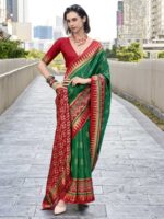 Green Color Red Saree