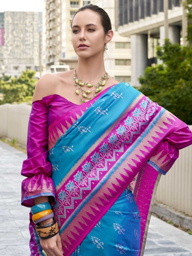 Blue Color Magenta Saree - Image 2