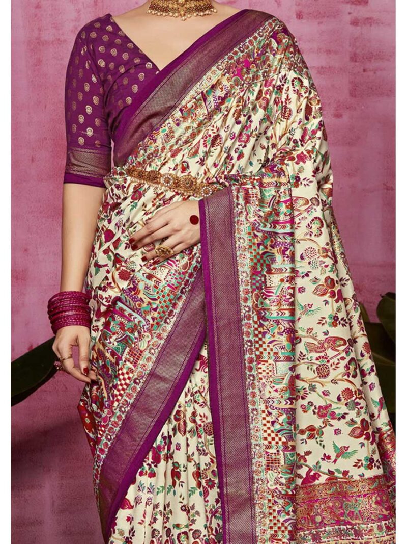 Off White Color Mulberry Saree - Image 3