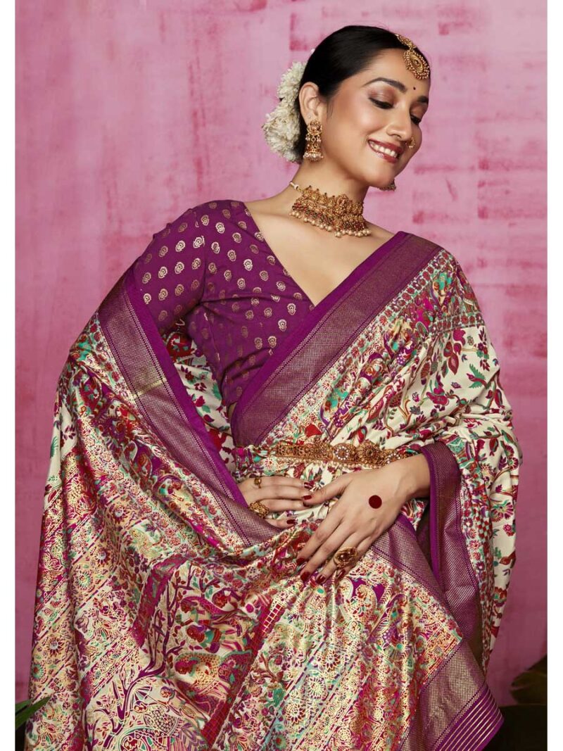 Off White Color Mulberry Saree - Image 2