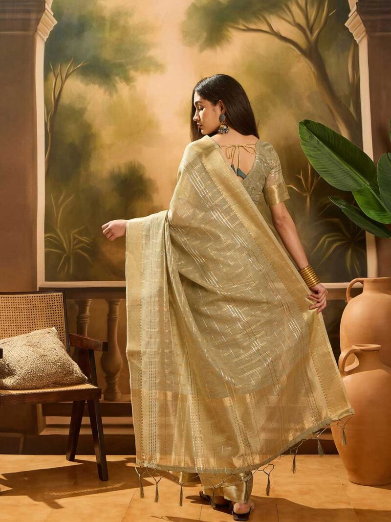 Green Color Green Saree - Image 2