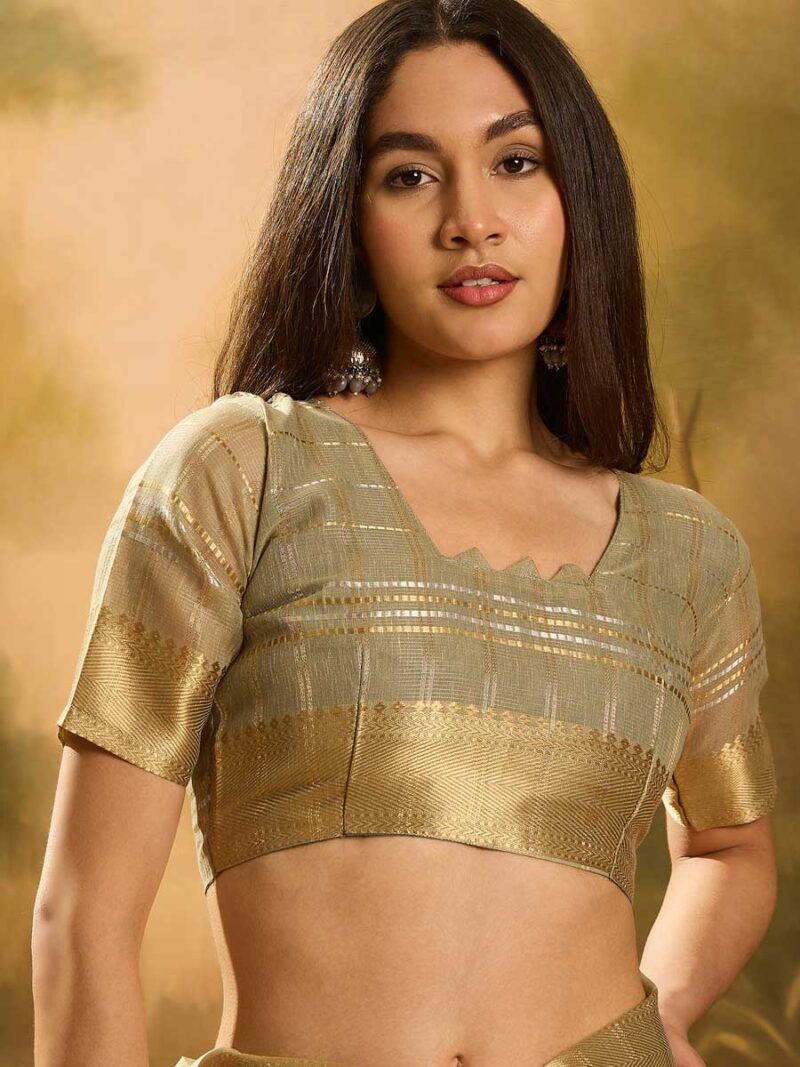 Green Color Green Saree - Image 4