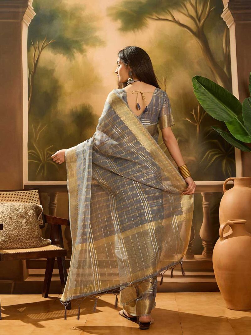 Grey Color Grey Saree - Image 2
