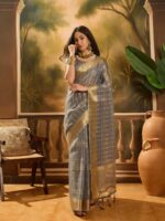 Grey Color Grey Saree