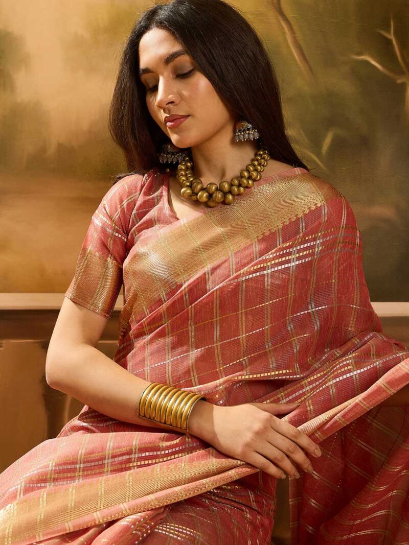 Rust Color Rust Saree - Image 3
