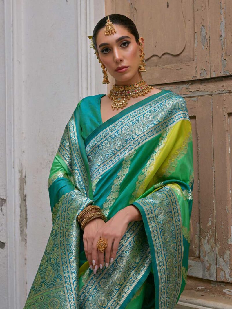 Green Color Rama Saree - Image 3