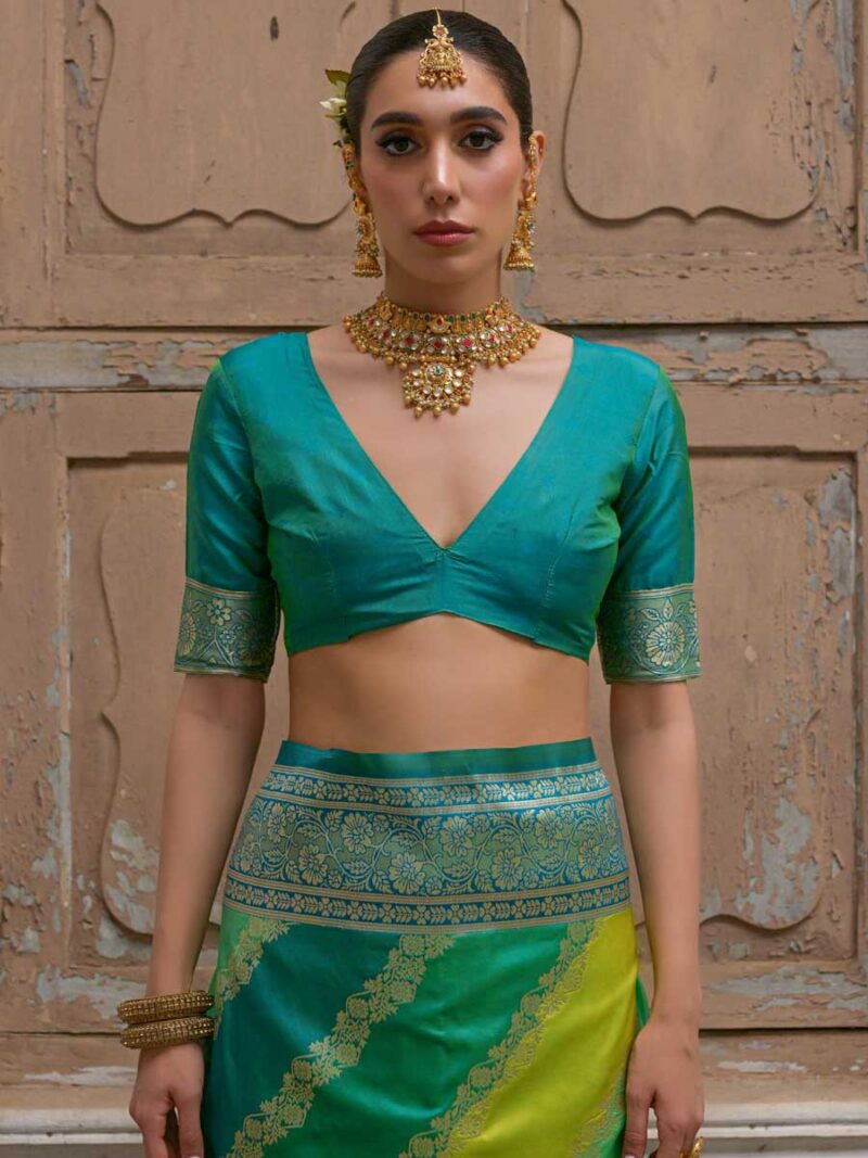 Green Color Rama Saree - Image 4