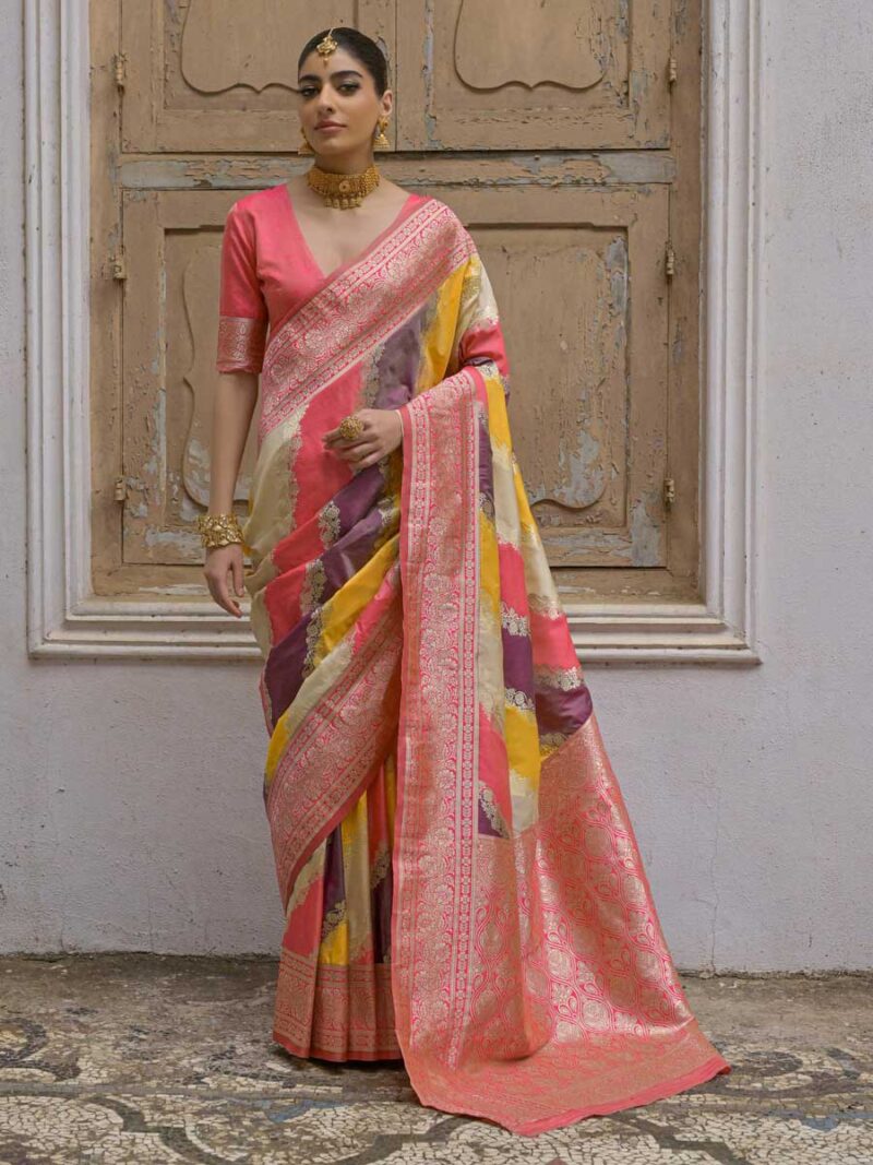 Yellow Color Pink Saree
