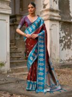Coffee Color Blue Saree