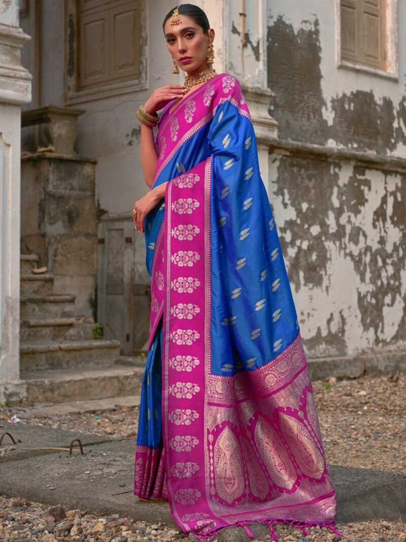 Firozi Color Pink Saree - Image 2