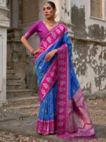 Firozi Color Pink Saree