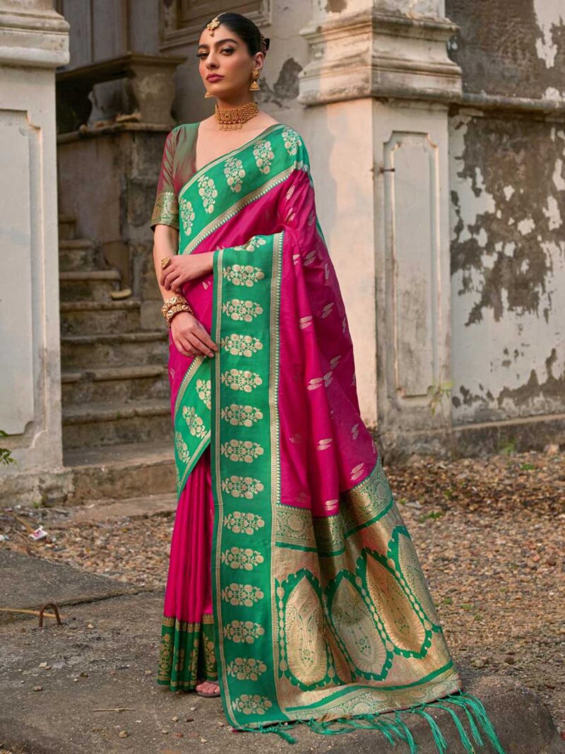 Pink Color Green Saree - Image 2