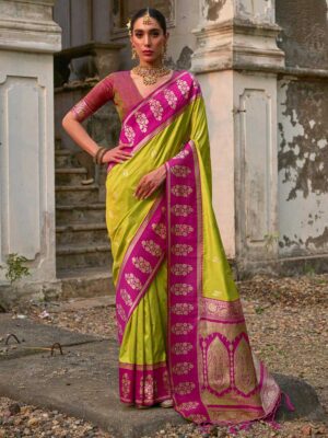 Mahendi Color Pink Saree