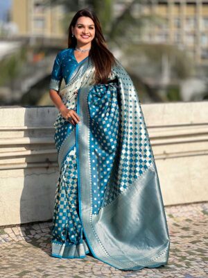 Teal Blue Color Teal Blue Saree