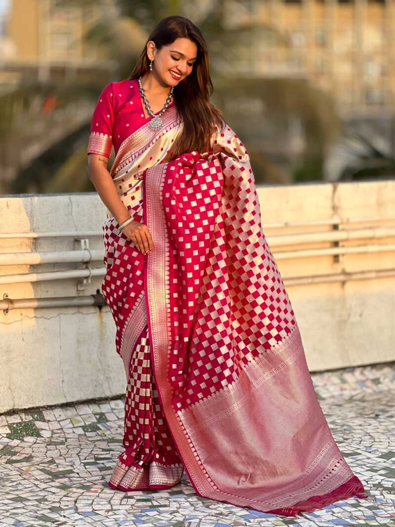 Cherry Color Cherry Saree - Image 4