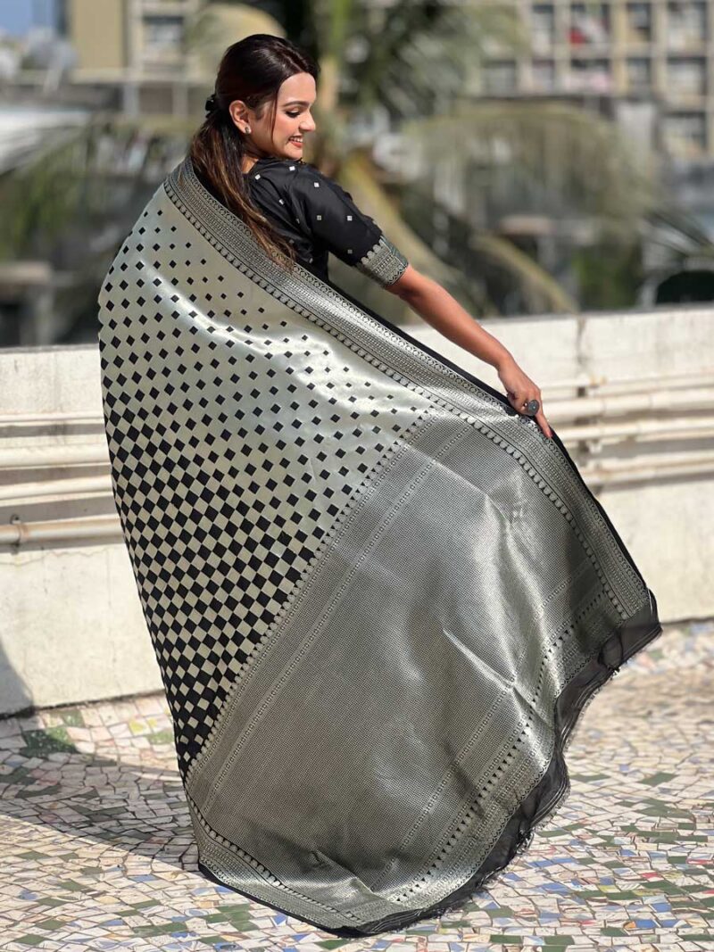 Black Color Black Saree - Image 2