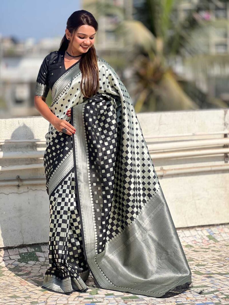 Black Color Black Saree - Image 4