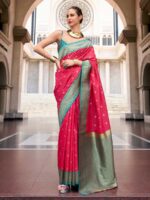 Pink Color Sea Green Saree