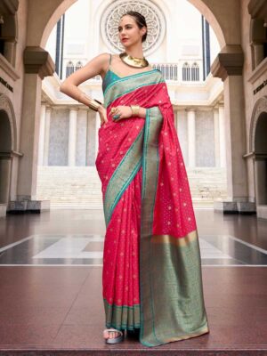 Pink Color Sea Green Saree