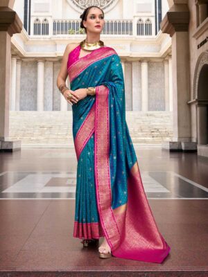 Blue Color Pink Saree