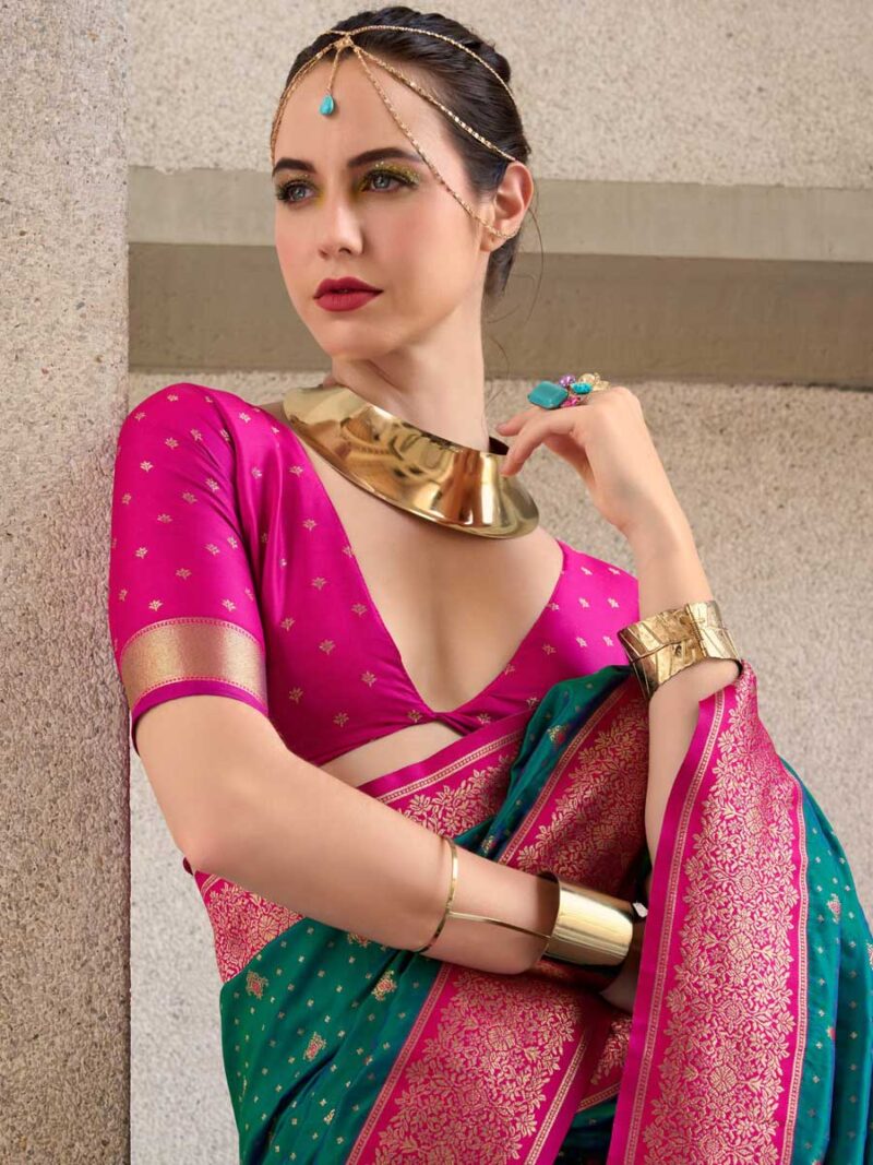 Rama Color Magenta Saree - Image 2