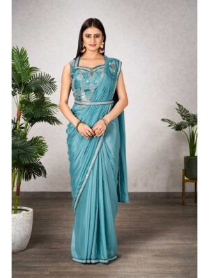 Sky Blue Color Sky Blue Saree