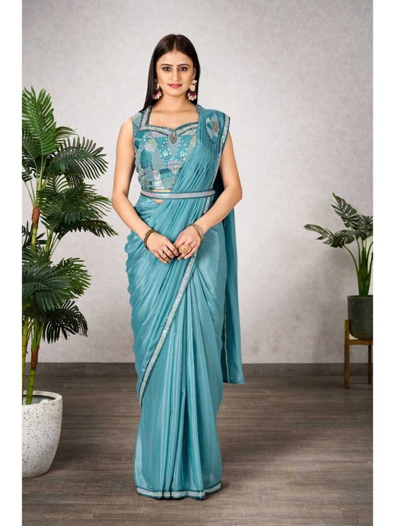 Sky Blue Color Sky Blue Saree