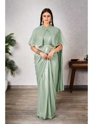 Olive Green Color Olive Green Saree