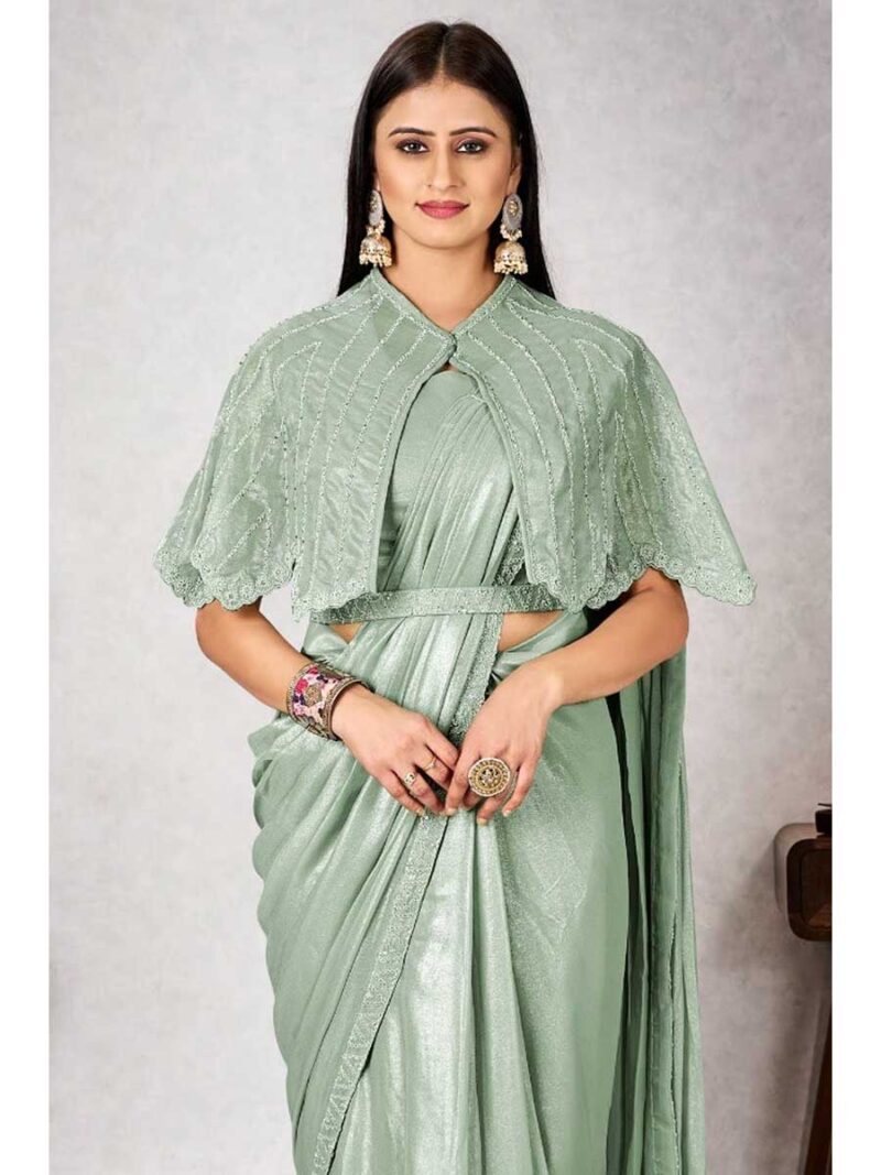 Olive Green Color Olive Green Saree - Image 2