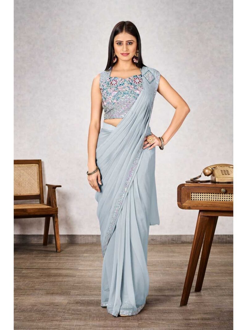 Grey Color Grey Saree