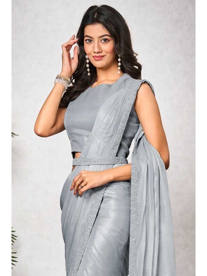 Grey Color Grey Saree - Image 2
