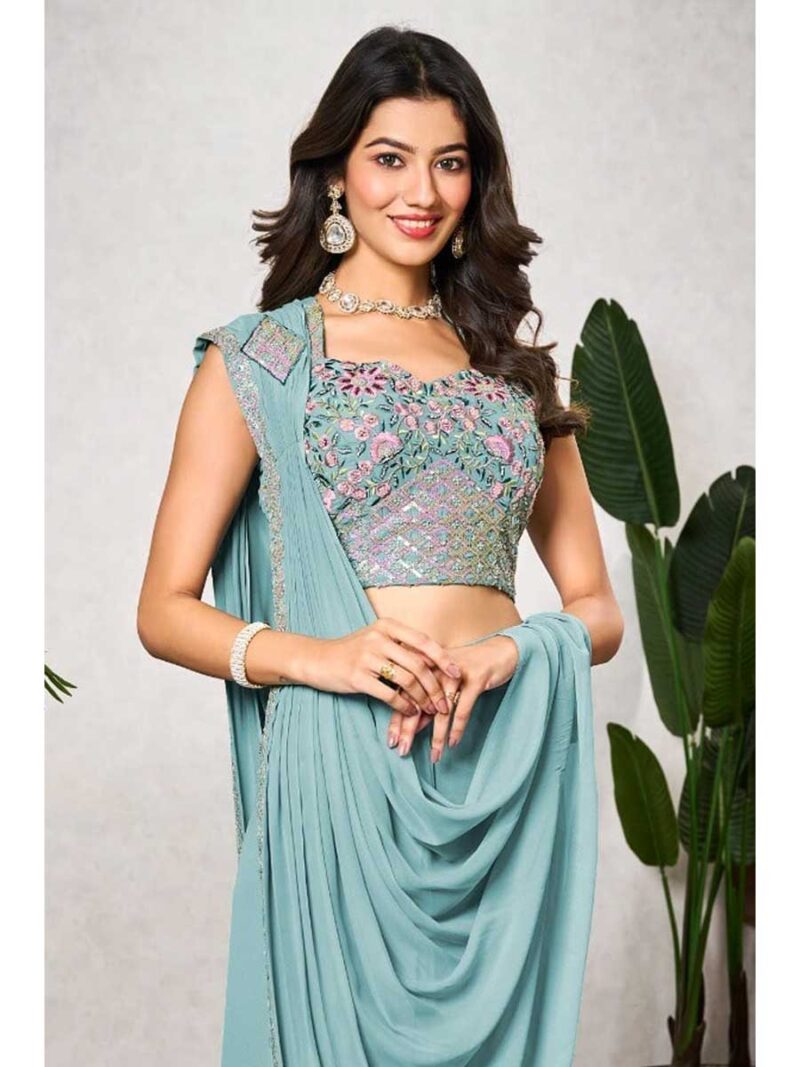 Blue Color Blue Saree - Image 2