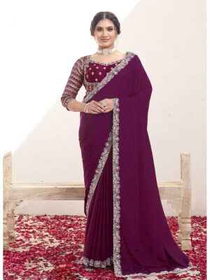 Wine Color Wine Saree