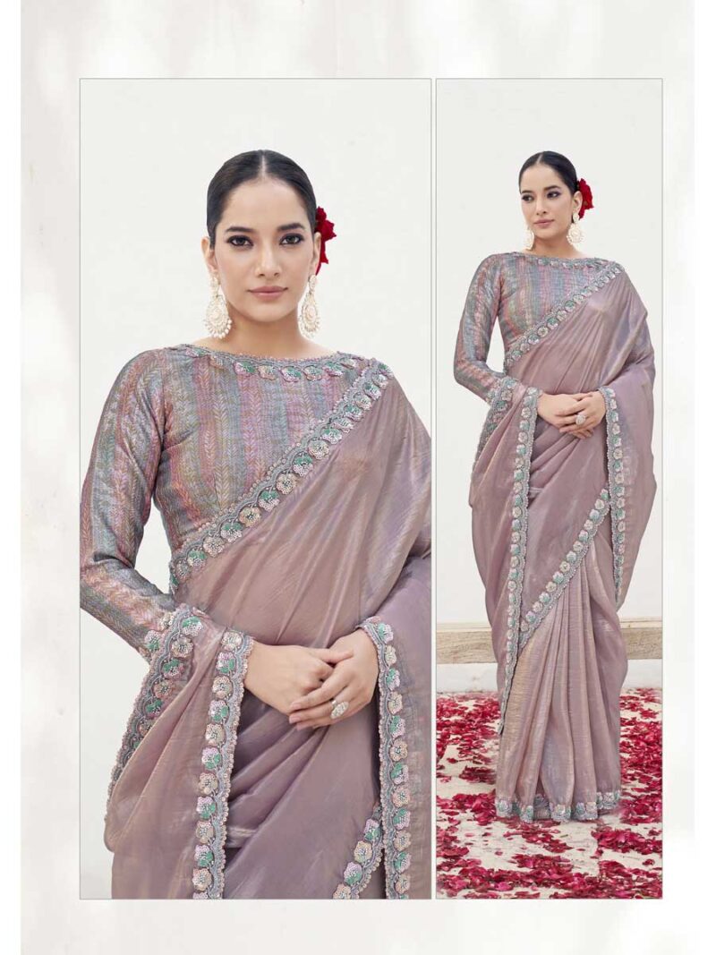 Onion Color Onion Saree - Image 2