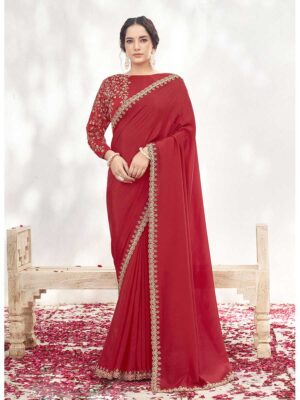 Red Color Red Saree