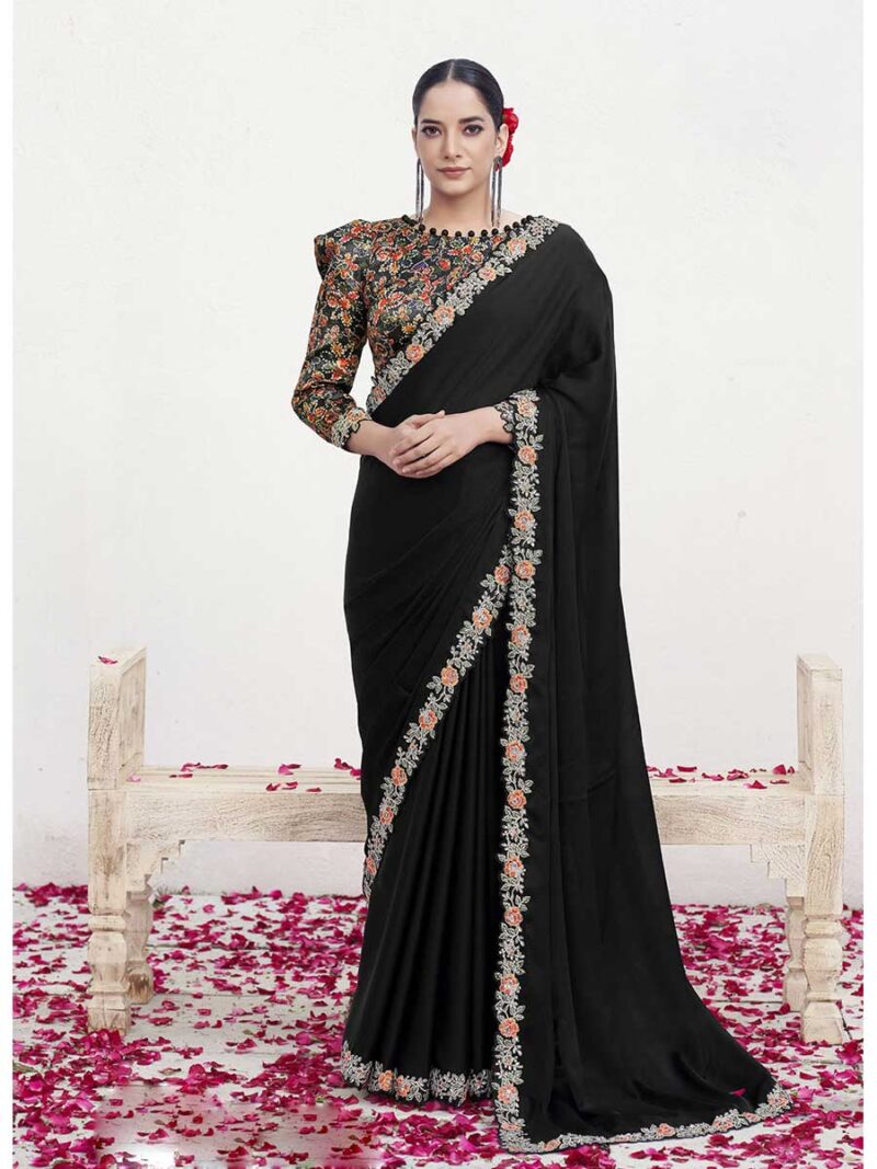 Black Color Black Saree