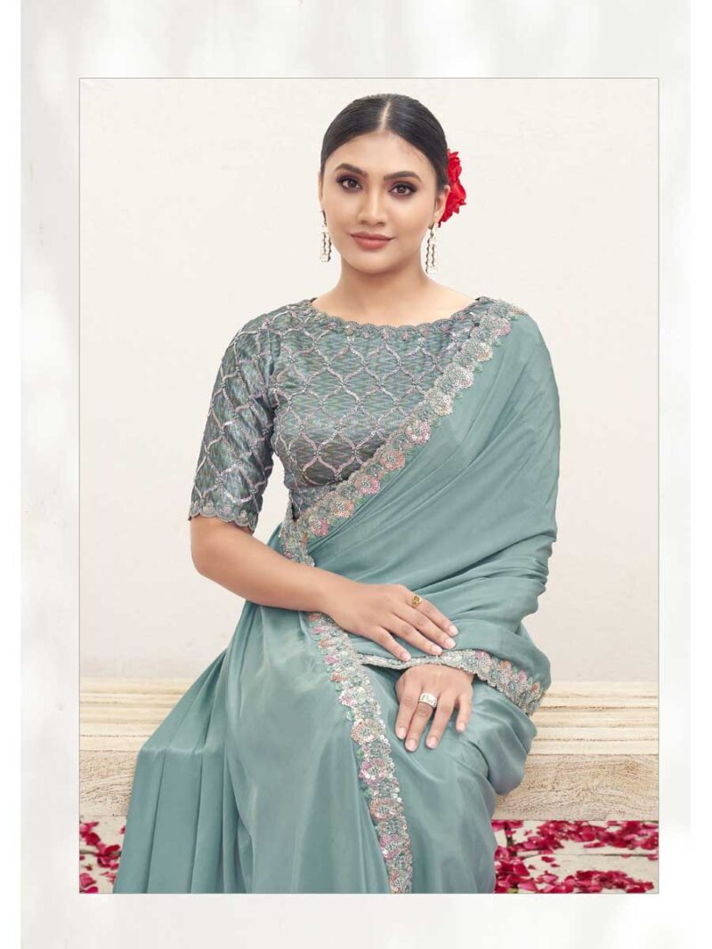 Firoji Color Firoji Saree - Image 2